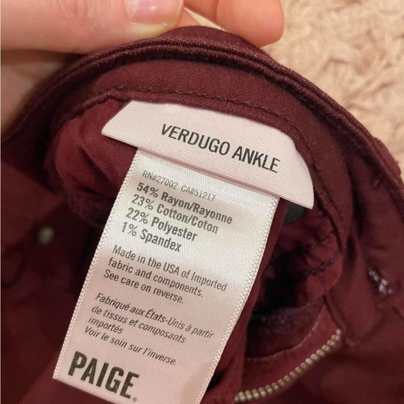 Paige Burgundy Skinny Jeans - Picture 7 of 8